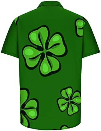 Мъжка Тениска в Деня на Св. Патрик, Хавайски Ризи с Копчета, Ризи с Къс Ръкав, Тениска с Принтом Ирландската Детелина, Hoody