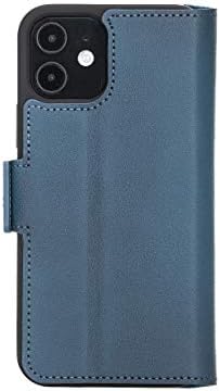 Bayelon за iPhone 12 и 12 Pro 6,1 Кожена Чанта-портфейл, флип-надолу капачката-за награда от естествена кожа, държач за кредитни карти с RFID заключване (светло синьо)