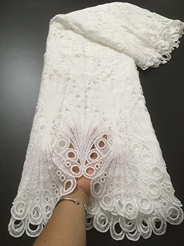 LeoCraft Бяла лейси плат от африканския кабел, млечен коприна, нигерийская гипюровая лейси плат за сватба KJFT2201B - Лейси плат за сватбена рокля на булката