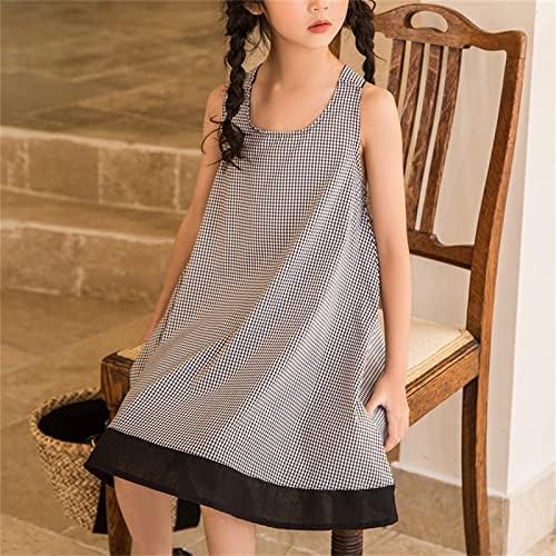KAGAYD/ Винтажное рокля за момичета, Рокля без ръкави за малки момичета, Сладък Годишният Сарафан с ежедневието на пола, рокля за момиченца от 4 до 10 години (Черен, 8-9 години)
