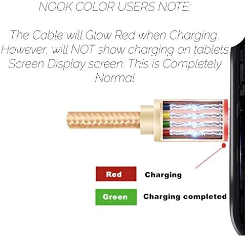 Съвместим с Nook Smart led Charging кабел за синхронизация на данни и калъф (комплект) са осветени по време на зареждане (кабелът не ще покаже зареждане на екрана на таблета) (бял, 3 метра)