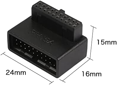 QIANRENON USB 3.0 19/20-пинов 90-градусов Адаптер от мъжа към Жената L-образен конектор с прав ъгъл на завъртане за десктоп дънна платка Вътрешен конектор под ъгъл нагоре (PH19A)
