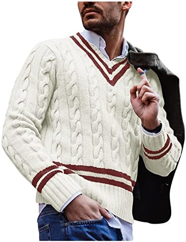 Мъжки Мек Пуловер, Пролетно-Есенен Пуловер с дълъг ръкав, Райе Бизнес Пуловер, Топъл Пуловер