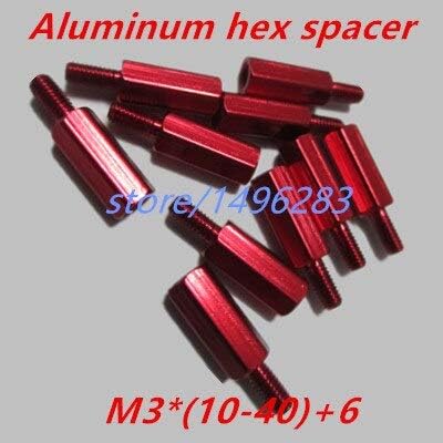 Винт 20pcs M310/12/15/18/20-40+6 Разделителната уплътнение от червено шест двустранен алуминий за мъже и жени - (Дължина: 20 мм)