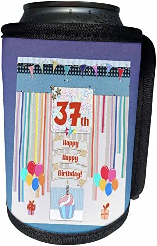 Триизмерен образ на етикет на 37-ия рожден ден, Торта, Свещи. - Опаковки за бутилки-охладители (cc_359598_1)
