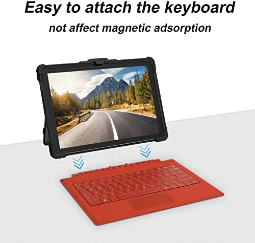 Калъф MOSISO, съвместим с Surface Pro 7 Plus/ Pro 7/Pro 6 / Pro 5/ Pro 2017/Pro 4/ Pro LTE, Сверхпрочный Здрав, Твърд калъф с пагон и каишка за ръка, съвместим с клавиатура Type Cover, черен