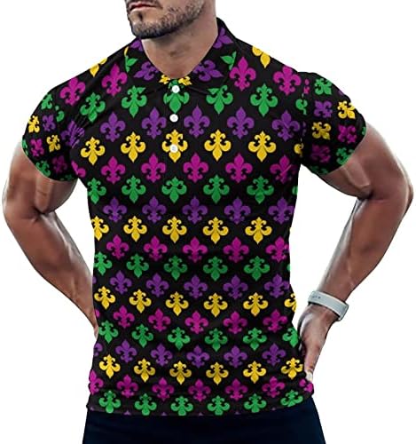 Мъжка тениска-Поло Mardi Gras Carnival Fleur-de-lis, Обикновени Тениски с Къс ръкав, Ежедневни Блузи С чертеж