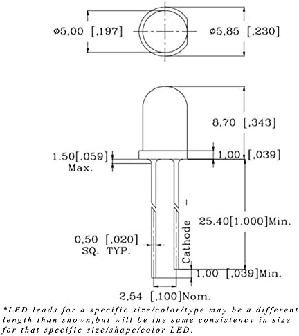 кръгла капачка с матирано 5 мм led-лупа - Топло /мек бял светодиод - Ултра ярък (опаковка от 5 броя)