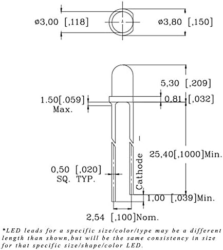 кръгла капачка с диаметър 3 мм, с матова повърхност, led-лупа - Амбър / оранжев светодиод - Ултра ярък (опаковка от 5 броя)