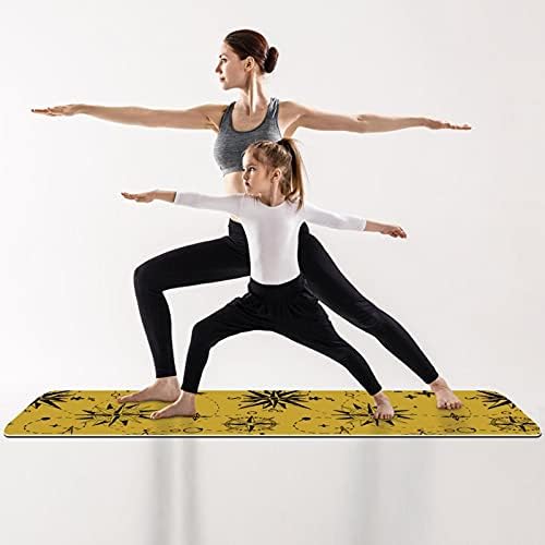 Siebzeh Wind Rose Compass-Дебела подложка за йога Премиум-клас, в екологично Чист Гумена подложка за здраве и фитнес, Нескользящий мат за всички видове упражнения, йога и пилатес (72 x 24x 6 мм)