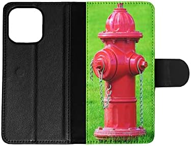 Готин ретро-ЧЕРВЕН пожарен кран, флип-портфейл, джоб за телефон, калъф за Apple iPhone 14 PRO MAX