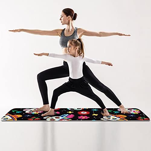 Siebzeh Цветна подложка за йога с шарките на Денят на мъртвите Премиум-клас, в екологично Чист гумена подложка за здраве и фитнес, нескользящий мат за всички видове упражнения, йога и пилатес (72 x 24x 6 мм)