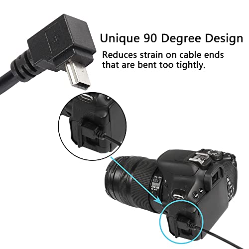 CERRXIAN 90-Градусов мини-USB-Къс кабел с ъгъл на наклон 1 фут USB 2.0 Type A до ъгъл на наклон Mini B 5-Пинов Кабел за зареждане на Ti-84 Plus, GoPro, MP3 плейър, цифров фотоапарат, GPS-приемник, видеорегистратора