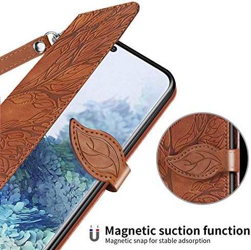 Gopirus е Съвместим с Samsung Galaxy S20 Ultra Портфейла Case чанта за Носене-за награда от изкуствена кожа с релефно под формата на Дърво, Панти калъф-книжка с Притежателите на карти, Поставка за крака, устойчив на
