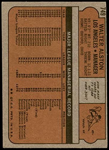 1972 Topps 749 Уолт Олстон Лос Анджелис Доджърс (Бейзбол карта) VG Dodgers