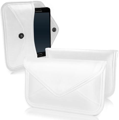 Калъф BoxWave, който е съвместим с OnePlus 5T (Case by BoxWave) - Луксозни Кожена чанта-месинджър, чанта-плик от изкуствена кожа за OnePlus 5T - Цвят слонова кост, Бял