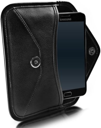 Калъф BoxWave, който е Съвместим с Oppo A12 (Case by BoxWave) - Луксозни Кожена чанта-месинджър, чанта-плик от изкуствена кожа за Oppo A12 - Черно jet black