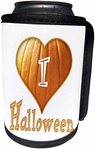 Триизмерно изображение на думи обичам Хелоуин с сърце от тиква - Опаковки за бутилки-охладител в банката (cc_353609_1)