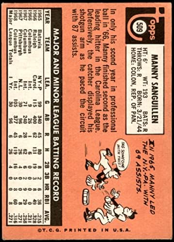 1969 Topps 509 Мани Сангвиллен Питсбърг Пайрэтс (Бейзболна картичка) VG/EX+ Пирати