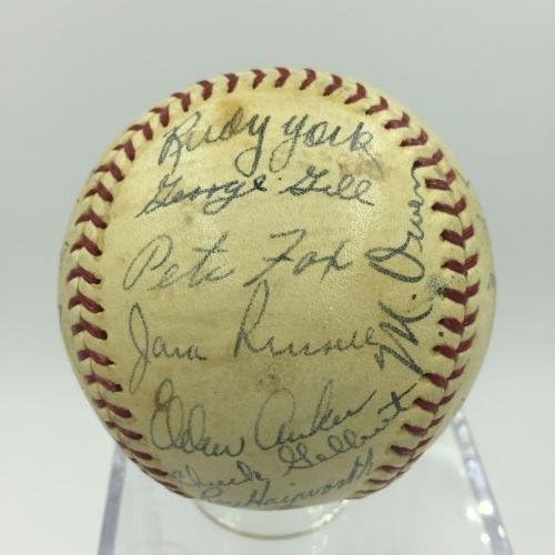 Прекрасен екип Детройт Тайгърс 1937 година Подписа договор с AL Baseball Ханк Гринбергом JSA COA - Бейзболни топки с автографи