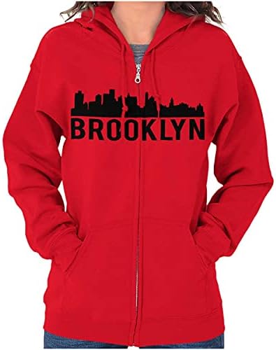 Бриско Марки Бруклин Ню Йорк Силует на Ню Йорк Сити, Ню Йорк Hoody с цип Мъжки Дамски