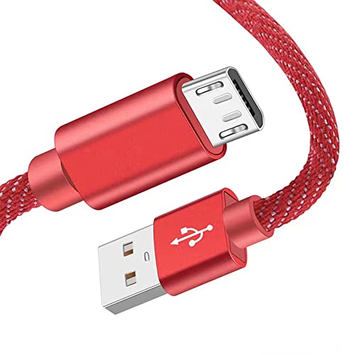 Кабел Micro USB за Android, KSun.Y-Кабел за бързо зареждане конектор Micro USB 2.0 в оплетке, съвместим с Samsung Galaxy More [Red] (3 опаковки по 3 метра)