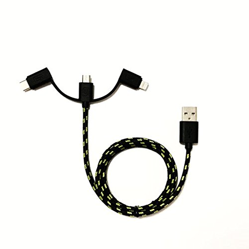 Кабел 3 в 1 (Apple Lightning-USB Type-C-microUSB) high-performance Сплетен кабел (1 m) (2 бр.)