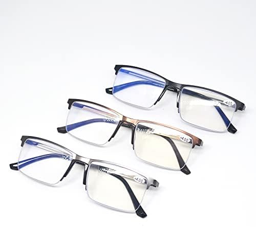 YTLJGJ 3 Чифта Очила За четене За жени И Мъже, Метален Анти-Синя Светлина, Качествени Компютърни Очила За четене На Пружинном Панта