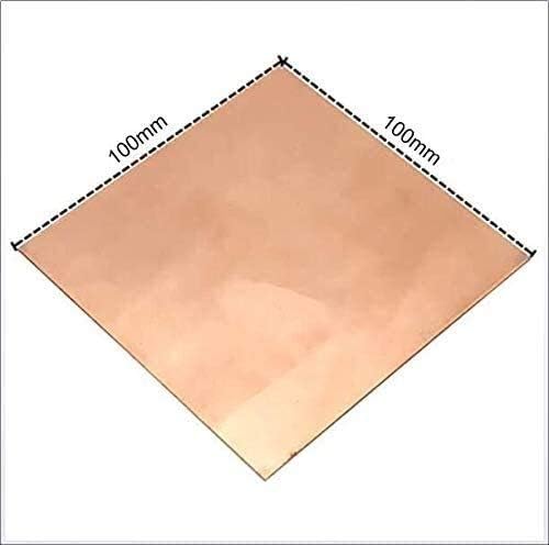 Месинг лист HUILUN Мед метален лист Фолио плоча 4 x 100 x 100 мм Вырезанная Медни метална плоча Месингови плочи (Размер: 100 mm x 100 mm x 5 mm)