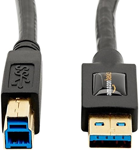Кабел Basics USB A USB B 3.0, високоскоростен пренос на 4,8 Gbit/s, позлатени конектори, 6 фута, черен