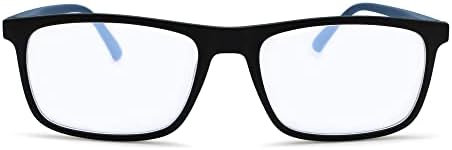 Мъжки слънчеви очила за четене в синя рамка премиум-клас със синьо осветление, които изглеждат модерно благодарение на високото си зрение - Големи и трайни ридеры за мъже - Удобни за всяка форма на лицето Очила със