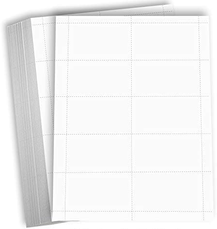 Хартия за визитни картички Hamilco – Бяла Перфорирана хартия с мини-указател за бележки за принтер – Голяма тежест от 80 кг 3 1/2 x 2 инча – 100 Листа 1000 Карти