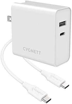 CYGNETT PowerPlus 60 Вата Двойно Стенно зарядно устройство USB A и USB-C + USB Кабел-C-USB-C 1.5 M + Адаптери за пътуване - Бяло CY3090POPLU
