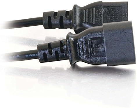 Удължителен кабел за захранване на компютъра C2G 18 AWG дължина от 6 фута, 03141 черен