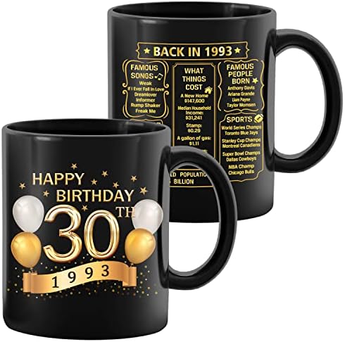 Подарък за 30-ия рожден ден за жените и мъжете - Информация за отминали времена 1993 г. - Чаша за 30-ия рожден ден - 30-ти рожден ден за Нея и Него - Уникална забавна идея за подарък за 30-ия рожден ден - Юбилеен рожден