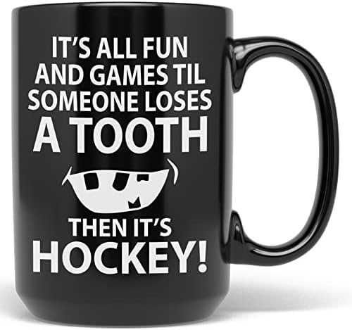 Кафеена чаша PixiDoodle All Fun And Games за хокей (15 унция, черен)