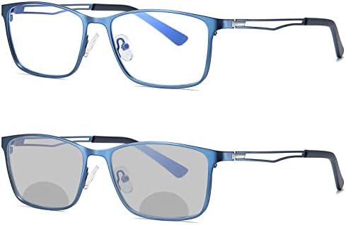mincl Преходни Фотохромичните Бифокални Очила за четене за мъже и Жени, Квадратни Прозрачни Слънчеви Очила с защита от ултравиолетови лъчи за четене 0 ~ + 4